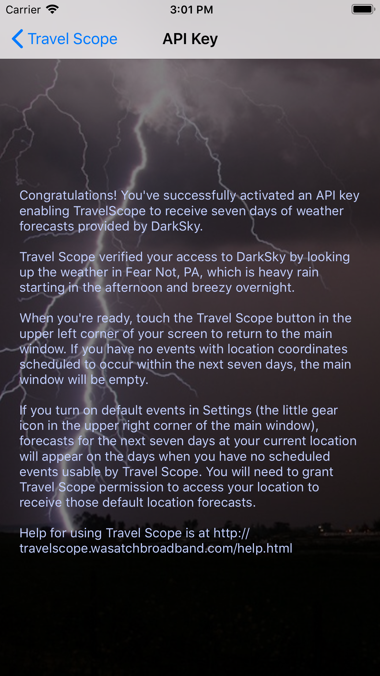 Completed weather source setup